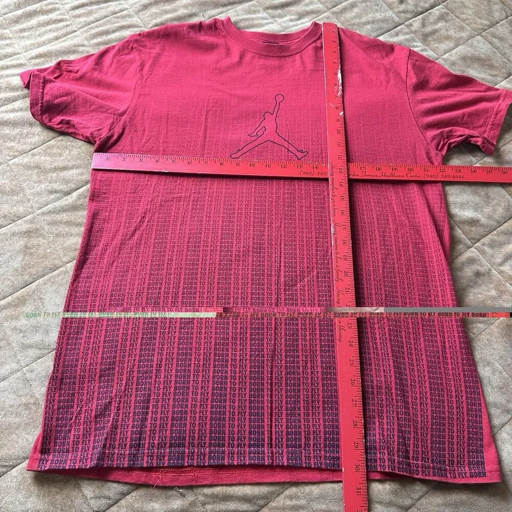 Vintage Air Jordan Born To Fly Shirt Red Black Jumpman Logo Sz L Y2K Basketball